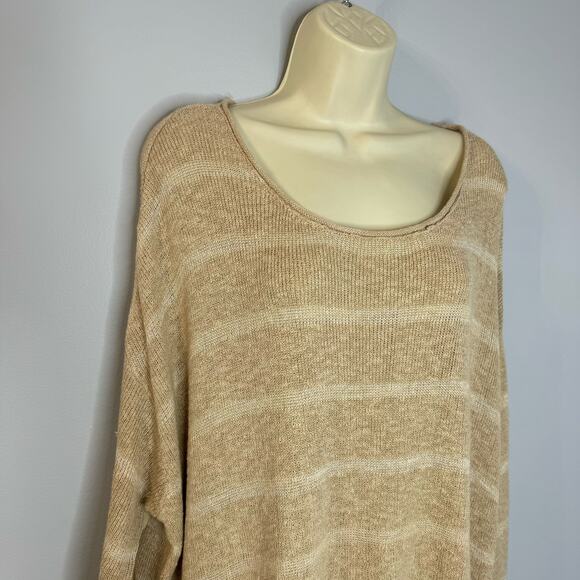 FREE PEOPLE Shipping News Stripe Tunic Sweater Beige Oversized Large New - Picture 3 of 12